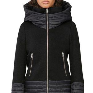 SOIA & KYO Mixed Media Hooded Coat